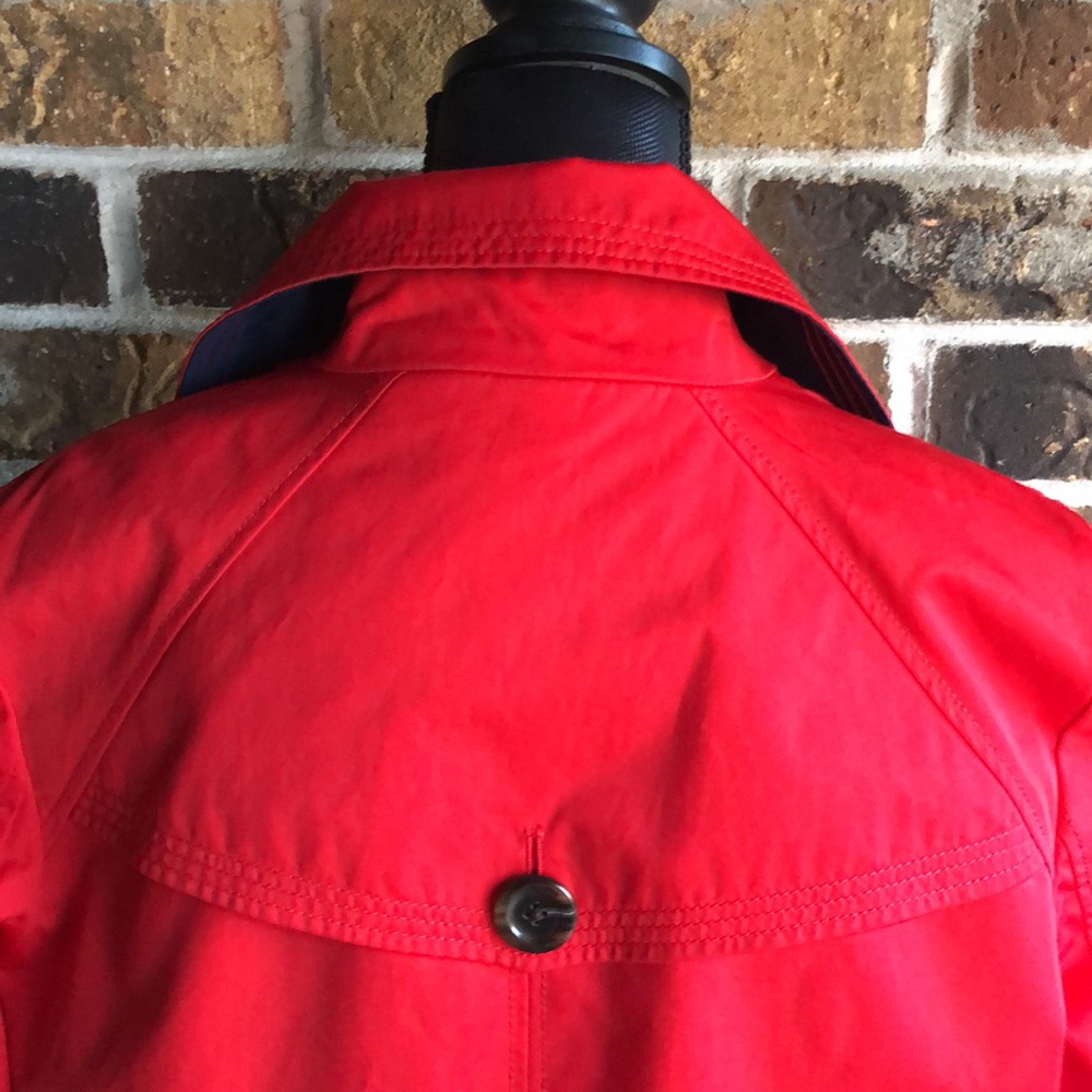 Lands End Red Double-Breasted Peacoat Style Rain Coat Jacket - Picture 8 of 15